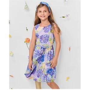 NWT! The Children's Place Girls Floral Tiered Dress in Purple - Size 12